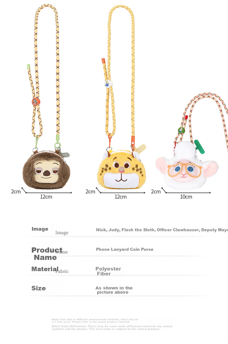 Disney Mayor Sheep Plush Cartoon Earphone Bag Coin Purse Phone Crossbody Strap Lanyard 4