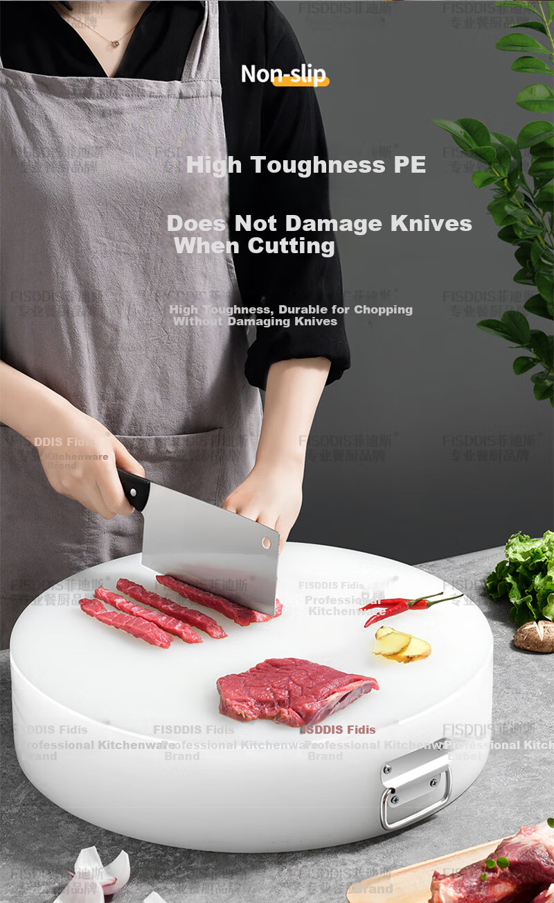 FISDDIS Round Extra Thick PE Cutting Board 40x5cm Meat and Vegetable Chopping Board Food Grade Antibacterial Mold Resistant Bone Chopping Block 10
