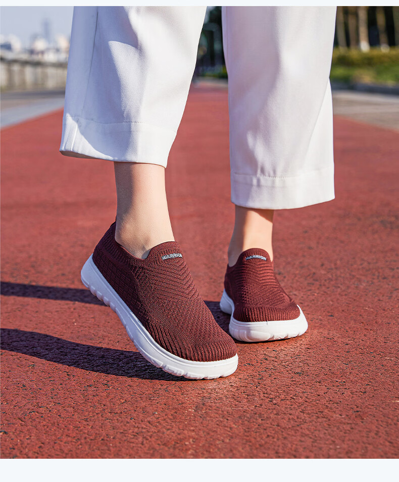 Warrior Mom Shoes Spring Summer New Breathable Cotton Insole Slip-On Mesh Non-Slip Casual Shoes Rose Red Size 37 13