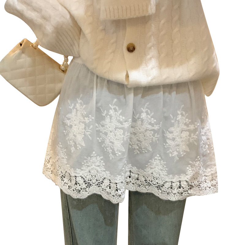 Langsha White Lace Hip Curtain Half Skirt Spring Autumn New Layered Versatile Slimming Butt Cover Short Base Skirt for Women