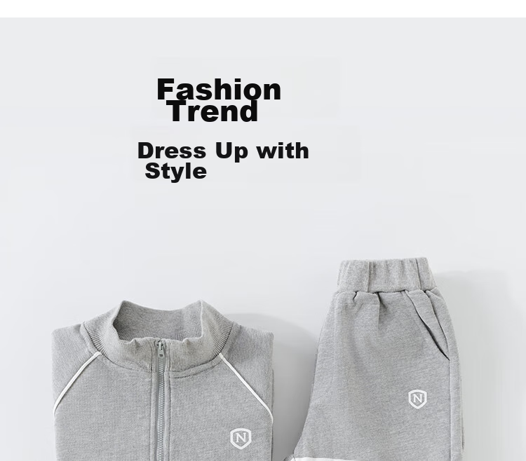 NUBIWU Children's Outfit, Boys' Spring Sports Stand-Collar Long-Sleeve Top And Pants, Preppy Style Two-Piece Set, Casual Spring Children's Clothing 7