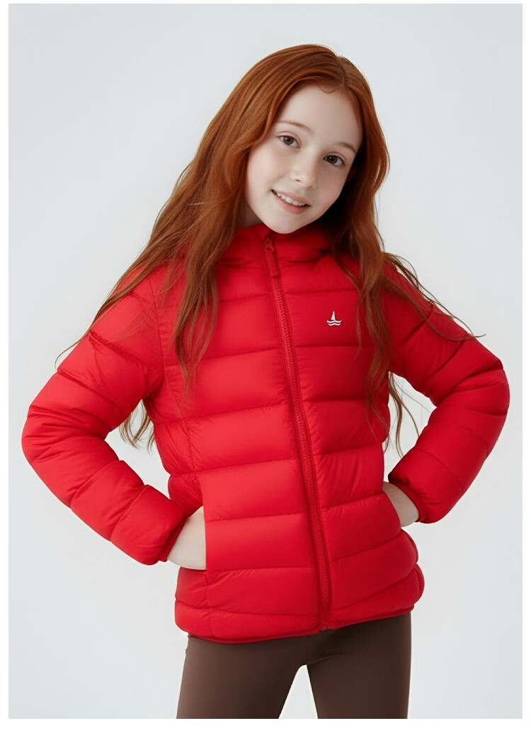 Navigare Kids Down Jacket Boys Ribbed Down Coat Girls Warm Off-White Hooded 150 22