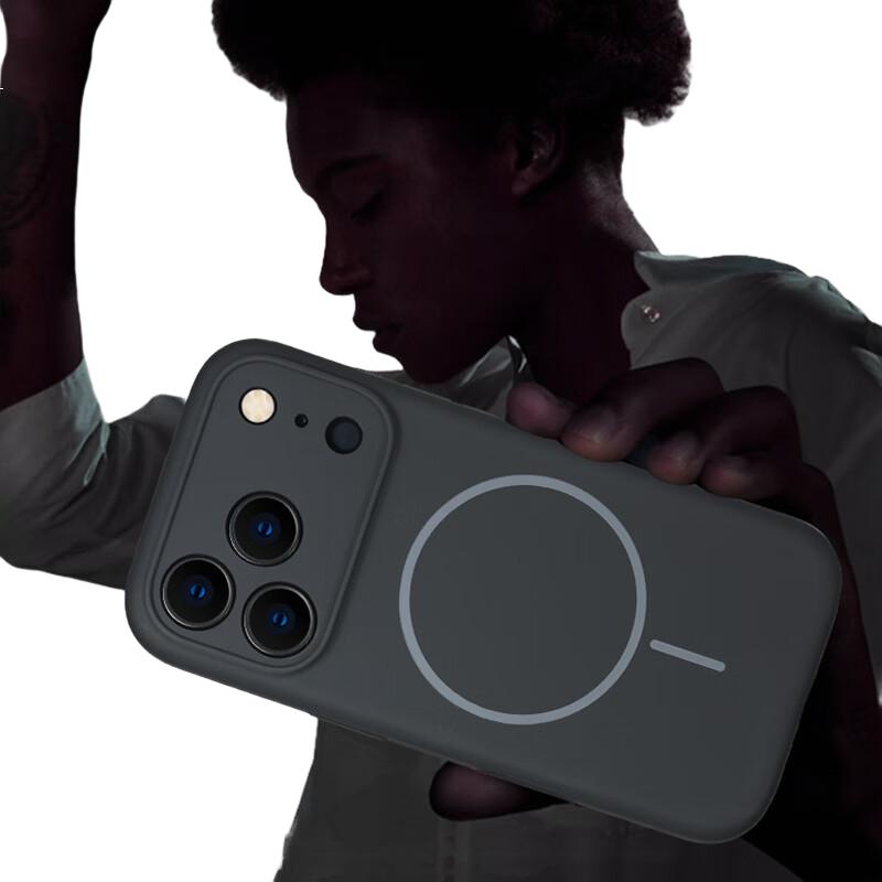 Жидкий силиконовый чехол Sihuanke для Apple iPhone 17, совместимый с MagSafe, черный