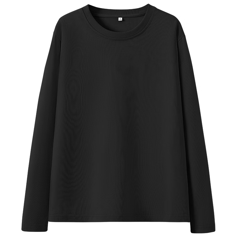 Warrior Women's Pure Cotton Long Sleeve T-Shirt 2026 Spring Black Petite Loose Slim Fit National Style Base Layer Top
