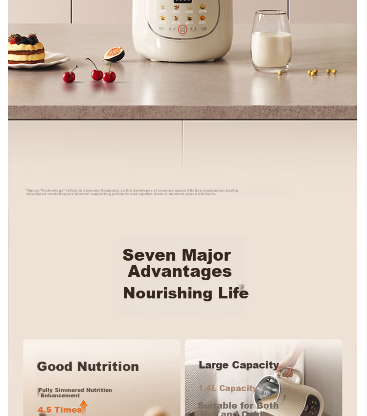 Joyoung Fully Automatic Household Blender 1.4L Soy Milk Maker Silent Filter-Free 316L Stainless Steel Self-Cleaning Juicer with Appointment DJ14X-D664 2