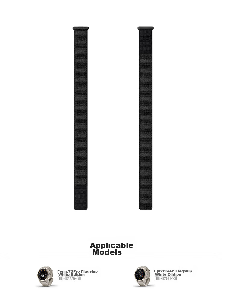 GARMIN Black Nylon Watch Strap (20 mm), Compatible with F7S PRO/EPIX PRO(42) 1