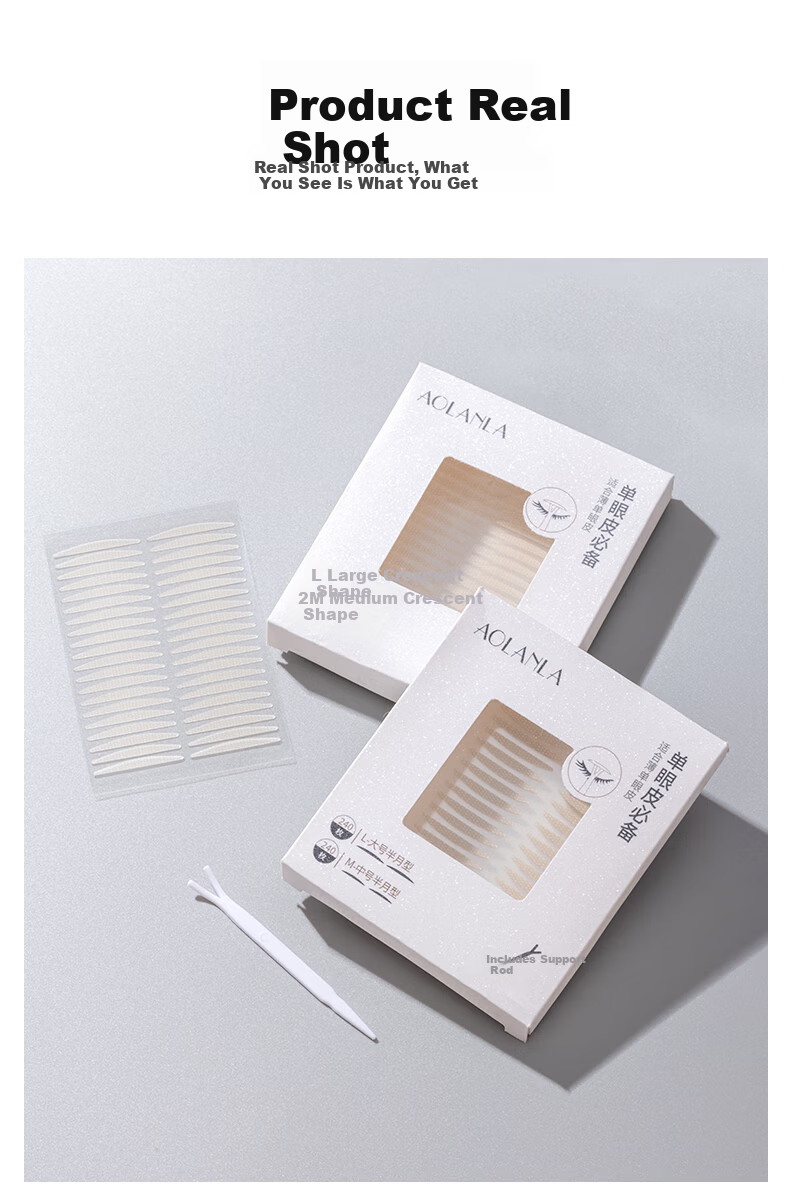 AOLANLA Double Eyelid Tape Realistic Lace Lightweight Invisible Natural Fit Non-Curling 240pcs L Size for Men and Women 11