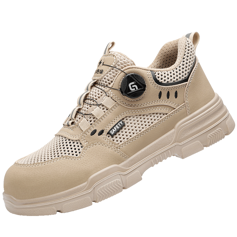 Fumeier Safety Shoes for Men, Summer Breathable, Electrician Insulated, Anti-Smashing, Puncture-Resistant, Ultra-Lightweight, Comfortable Work Boots F155STKV Size 39