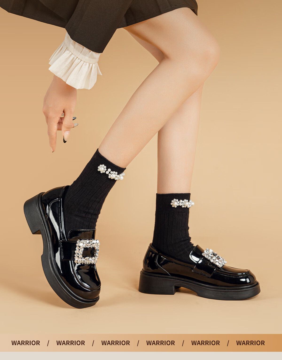 Huili Thick-Soled Loafers for Women, New Spring Style, Super Popular French Hepburn Shiny Mary Jane Leather Shoes, Black, Size 39 2
