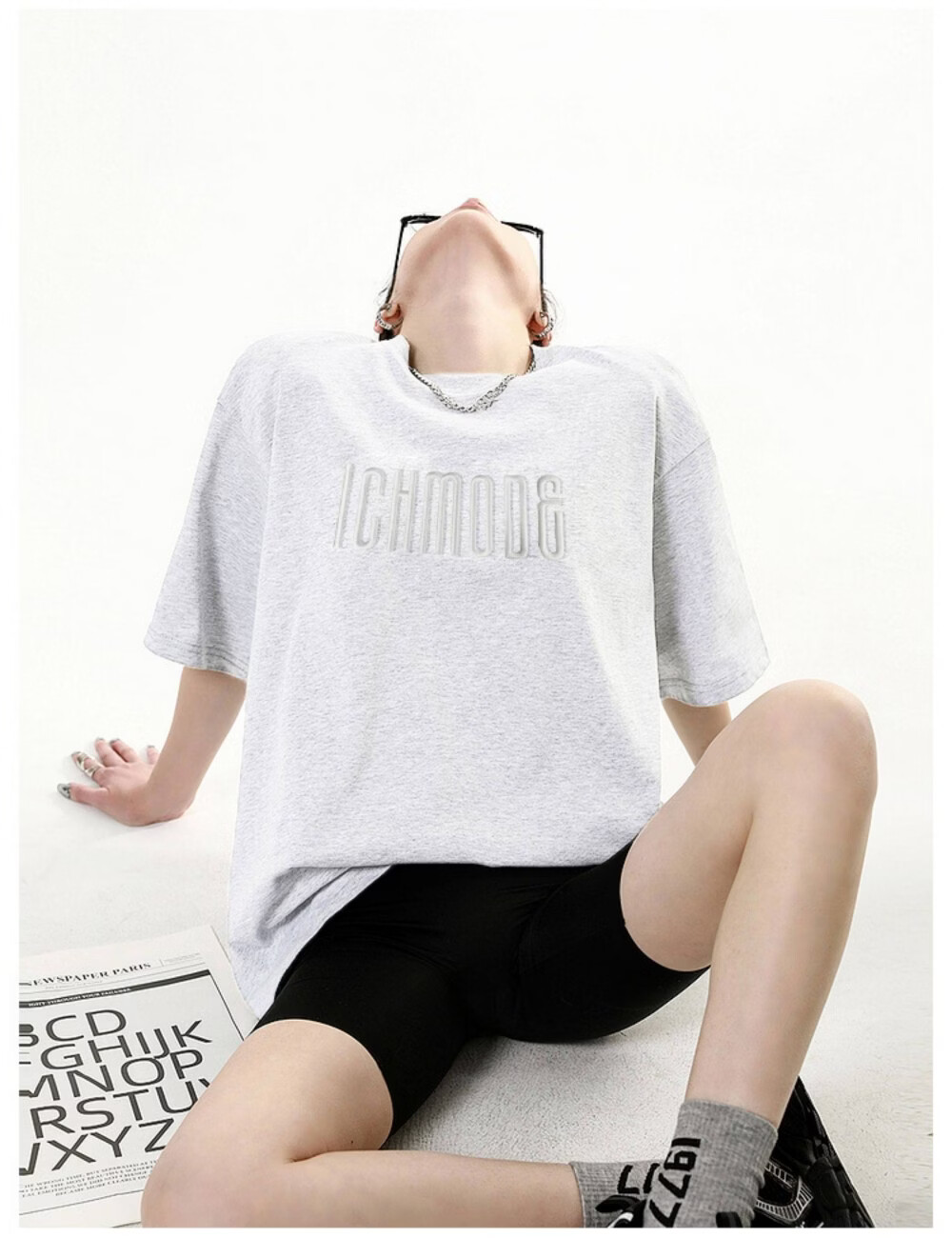 ICH MODE American Vintage Heavyweight Short Sleeve T-Shirt Women Summer New High Street Loose Half Sleeve Top Gray S 30