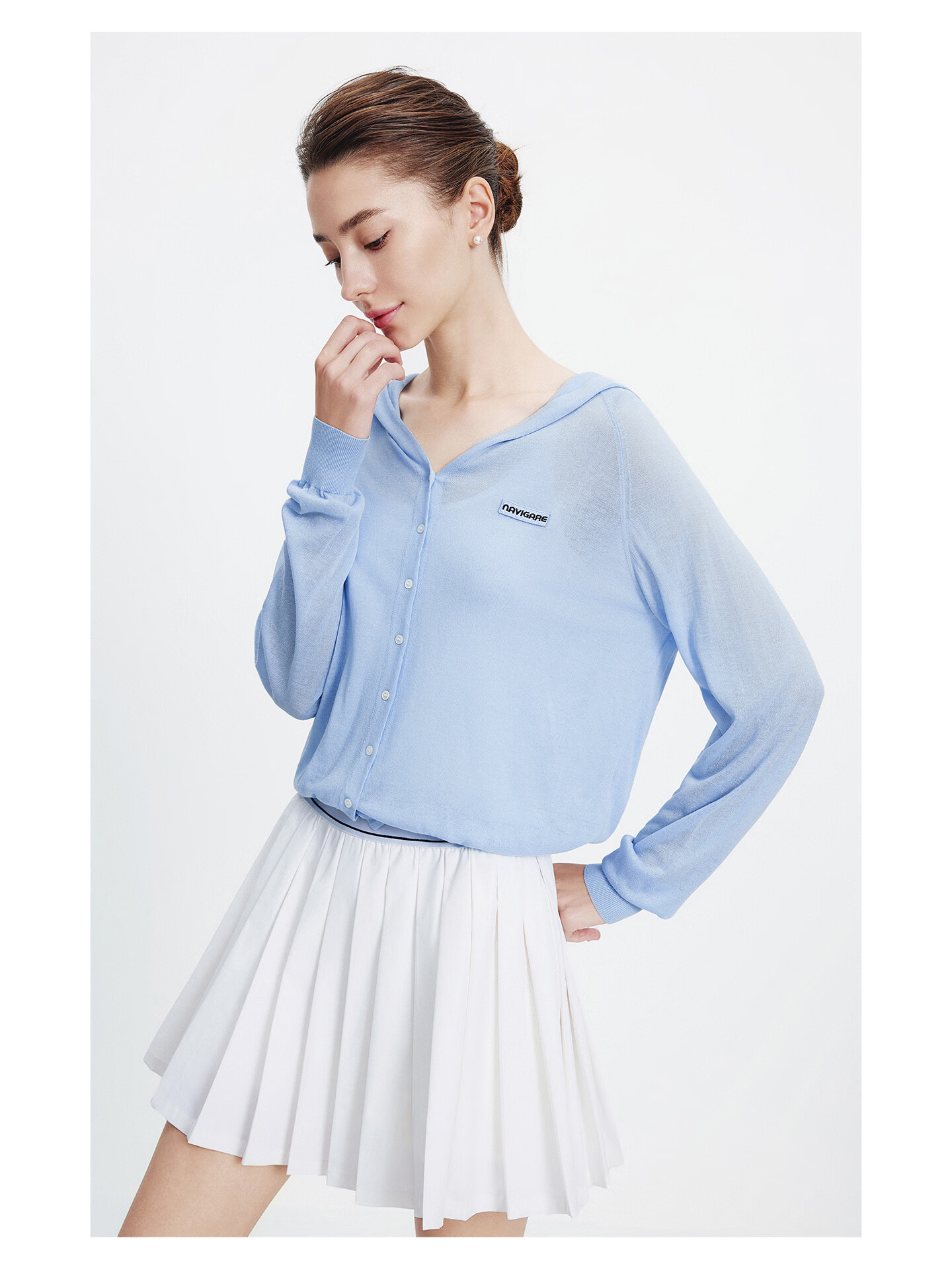 Navigare [Celebrity Edition] Small Sailboat 26 New Women's Lightweight Hooded Knit Cardigan Air Conditioning Jacket 2314096504 68