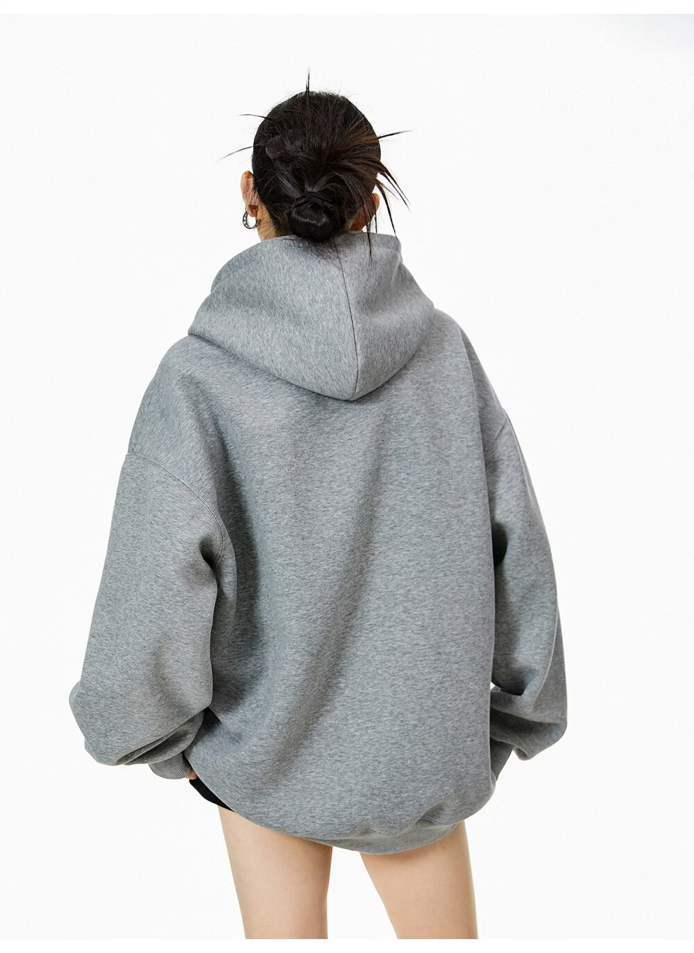ICH MODE American Style Gray Hoodie Women 2026 Spring New Loose Casual Pullover Jacket White S 18
