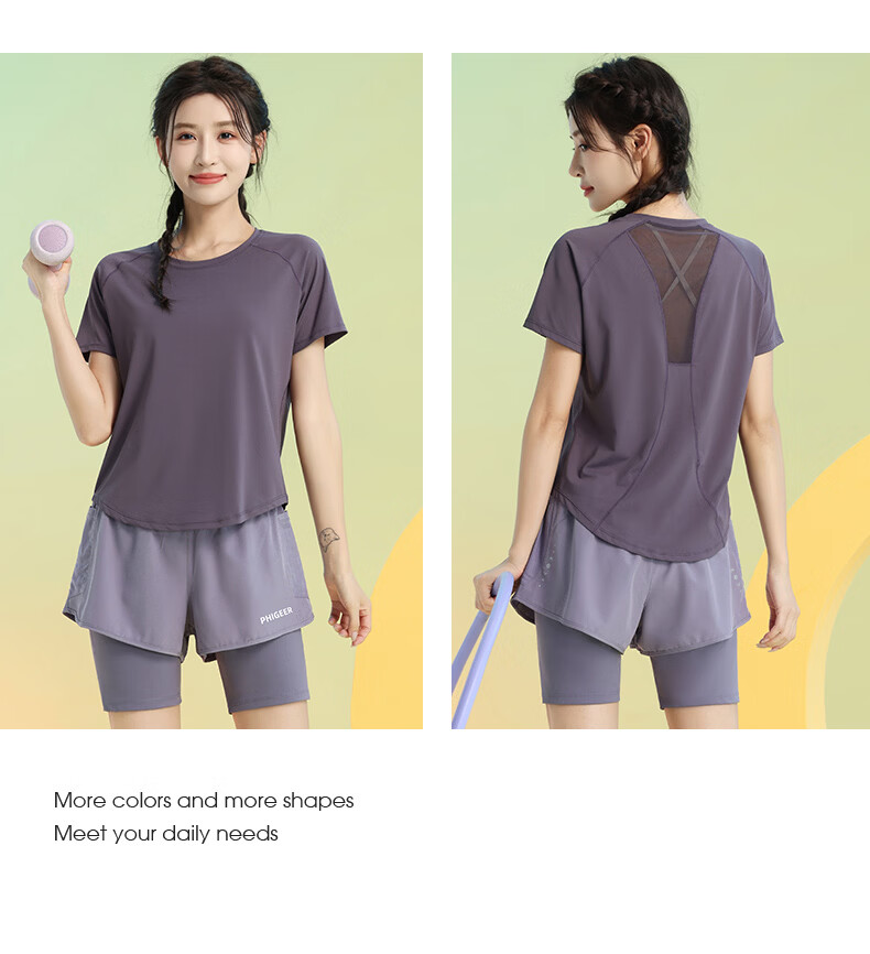 Baisirong Professional Women's Tennis Badminton Summer Short Sleeve Ultra-Light Quick-Dry Outdoor Cycling Fitness Running Sports Set 14