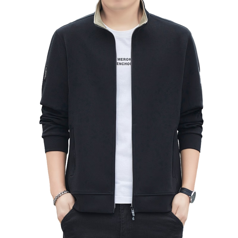ROMON Men's Jacket Cardigan Sweatshirt Casual Sports Loose Fit Jacket Navy Blue 6XL Model 7508 Spring Autumn