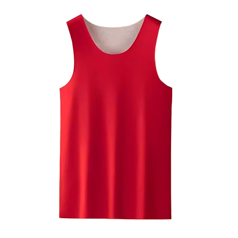 Borui Men's Thermal Vest Autumn Winter Red Wool Silk Fleece Sleeveless Base Layer Shirt