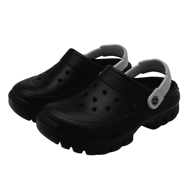 Huamei Comfortable Walking Sandals Hollow Toe Protective Breathable Non-slip Odor-resistant Quick-dry Slippers HM2656 Black Size 42-43