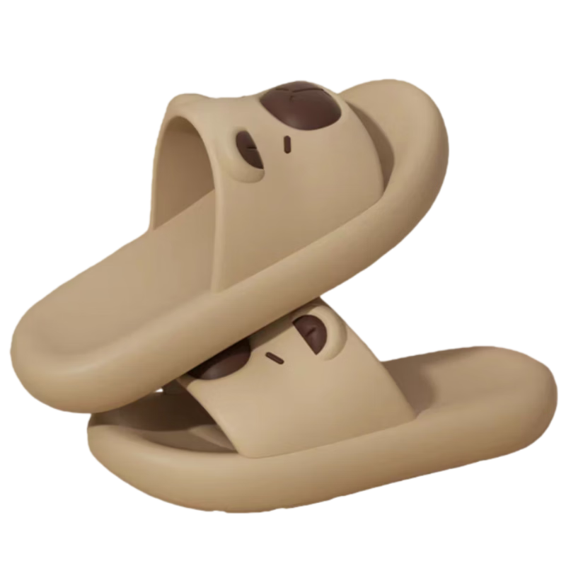 CXOCSI Capybara Parent-Child Slippers Women's Home Non-Slip Outdoor Wear Children's Cartoon Men's Sandals Khaki Size 44-45