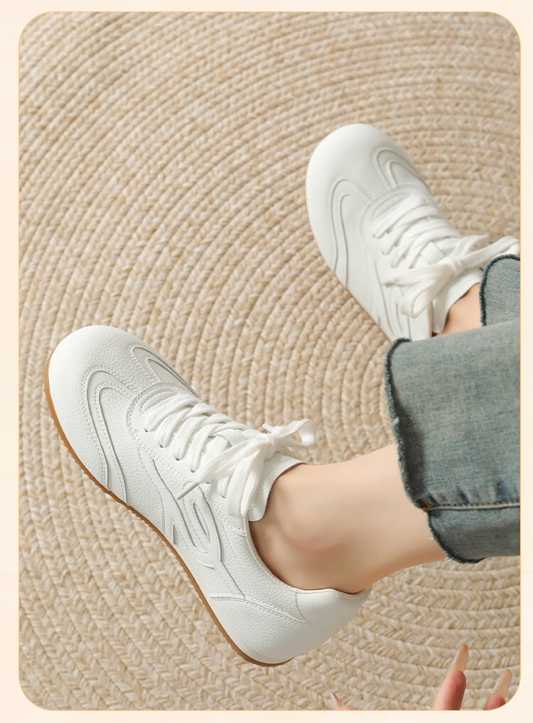 Zhuoshini Versatile White Sneakers for Women Soft Sole Sports Shoes White Size 35 (225mm) 8