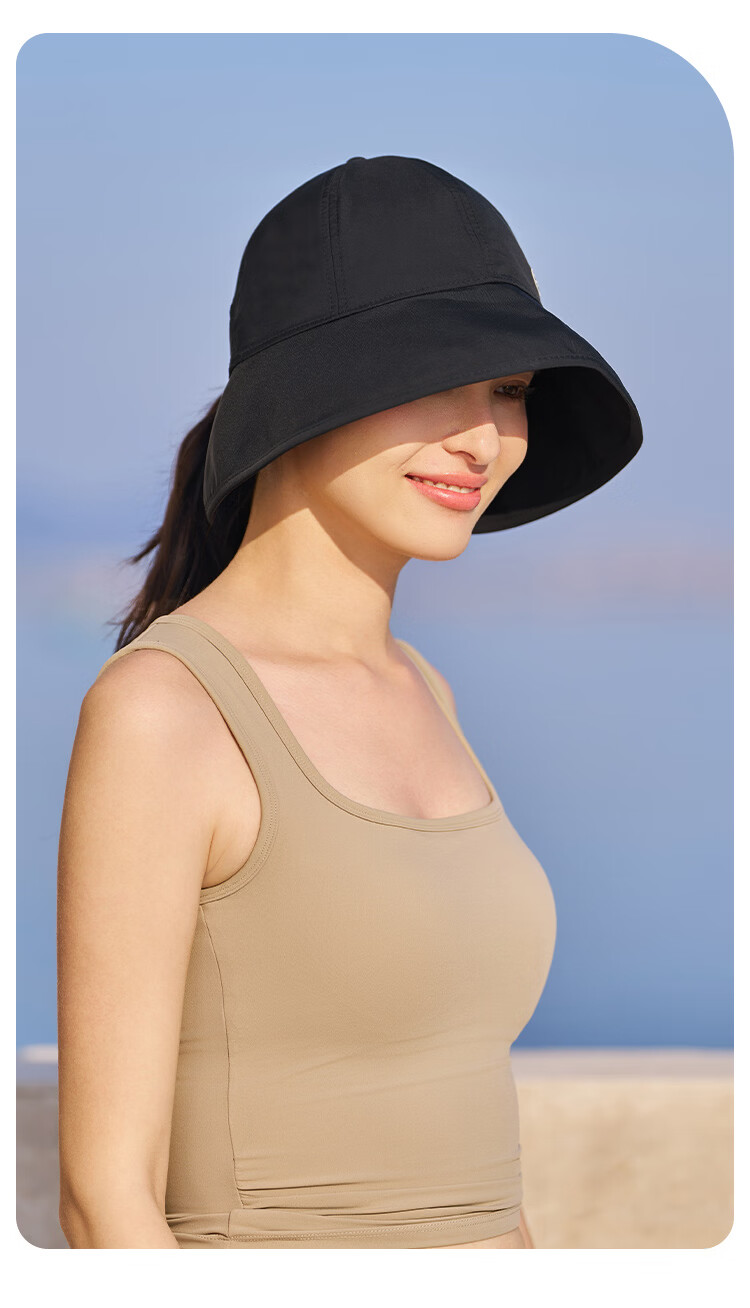 Zhenxiang Women's Summer Bucket Hat Versatile Sun Protection UV Shield Face Covering Small Black B956 17