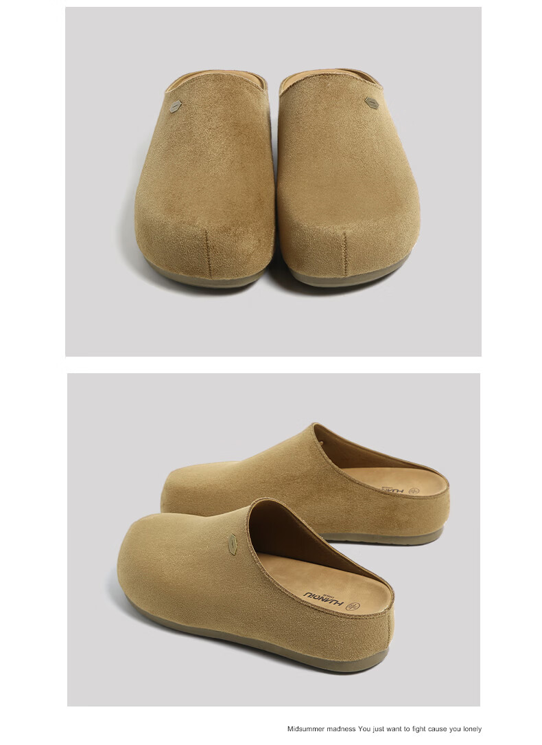 HUANQIU Men's New Retro Birkenstock Style Casual Flat Closed-Toe Slip-On Shoes 5