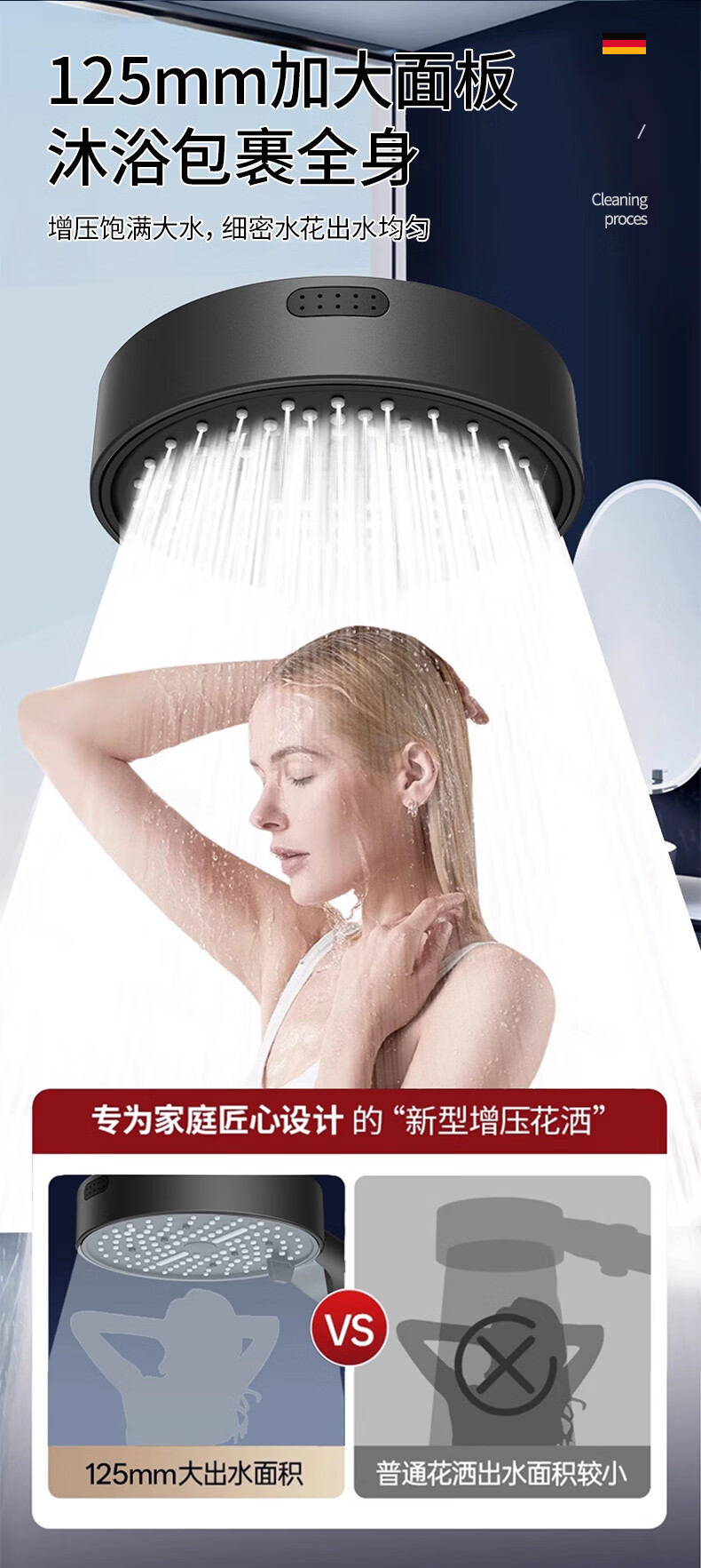 BSITN High-Pressure Shower Head Set with Hose, Large Water Flow Handheld Shower Head BH034 4