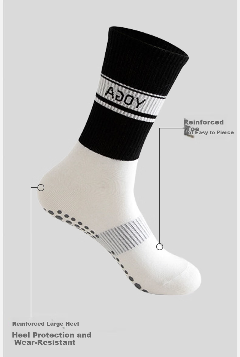 VICTORIATOURIST Women's Sports Socks 2 Pairs Non-Slip Yoga Pilates Training Mid-Calf Fitness Socks 6