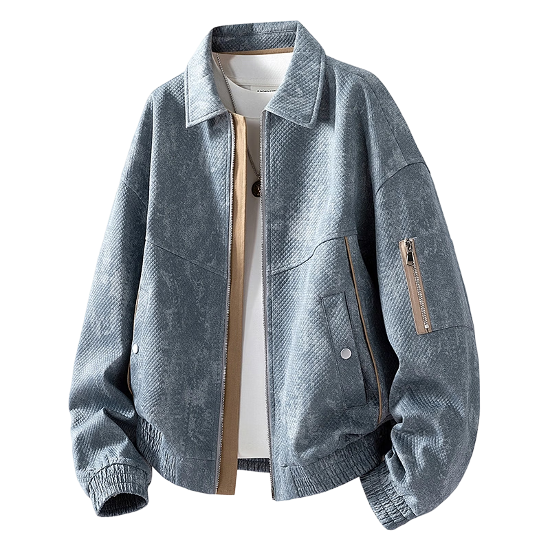 JEEP SPIRIT Men's Spring High-End Casual Jacket Stylish Premium Denim Coat Dark Blue XL