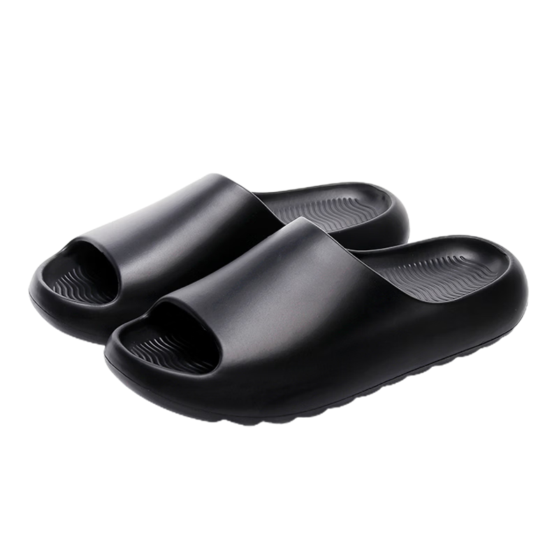 Biggator Plus Size Men's Non-Slip Indoor EVA Bathroom Shower Slippers 4849 Extra Wide Thick Sole Black 42-43