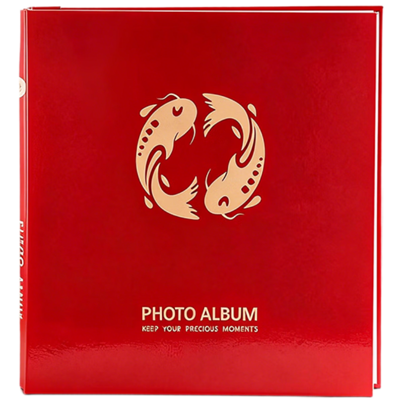 Nakabayashi Album Storage Book, 6-Inch Insert-Style Family Baby Growth Photo Album, 300 Large Capacity Pages, Red Koi Fish Design, HS6-300