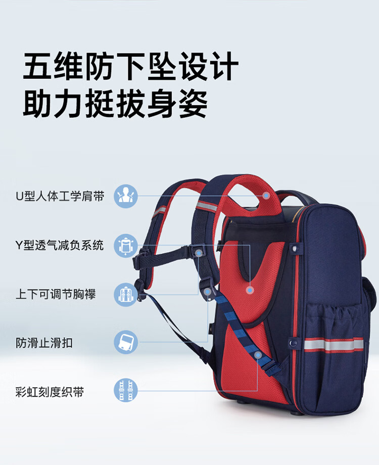 KALA·Y Children's Backpack for Primary School Students Grades 1-3 Large Capacity Spine Protection Anti-Drop Pressure Relief Unisex Shoulder Bag 1