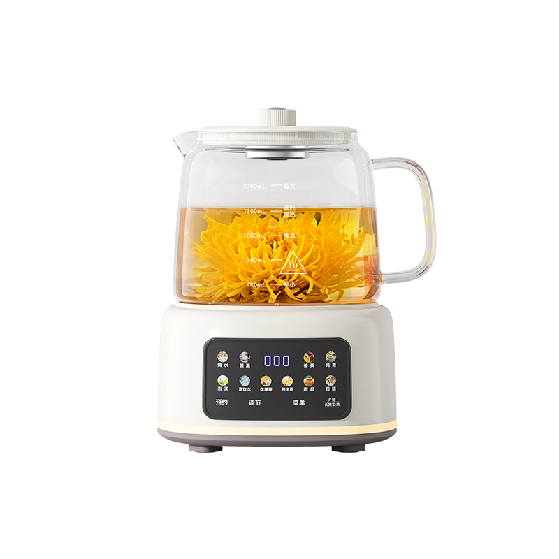 AUX Pure Glass Health Kettle Electric Tea Kettle Hot Water Kettle Constant Temperature Insulated Smart Baby-Safe BPA-Free Herbal Tea Kettle 1.7L ASH-17AZX-518F
