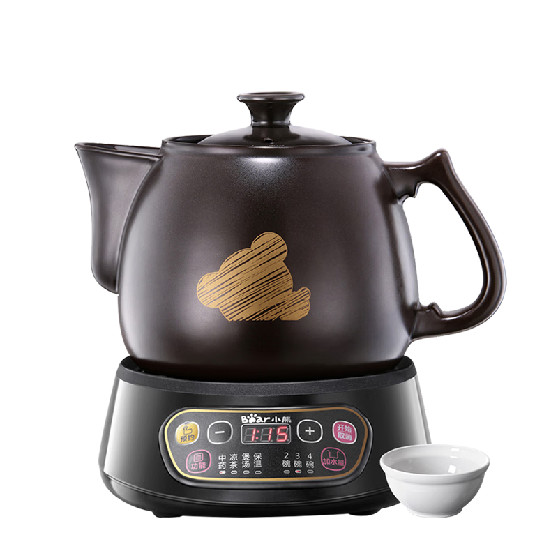 Bear Chinese Herbal Medicine Decoction Pot, Traditional Chinese Medicine Pot, Automatic Electric Sand Pot for Decocting Herbs, Large 3-Liter Capacity Detachable Ceramic JYH-A30A1
