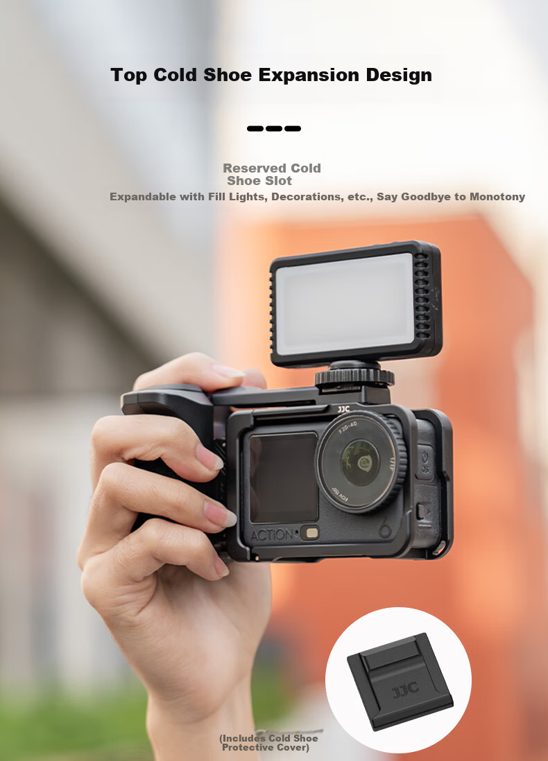 JJC DJI Action 6 Street Shooting Cage Handle Sports Camera Kit Osmo A6 Protective Case Expansion Accessories Ultra-Light Metal Aluminum Alloy 8