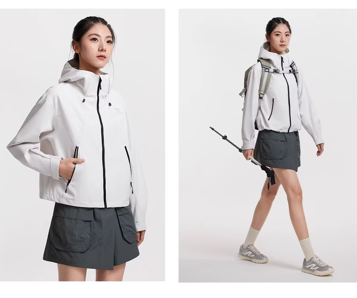 Camel Women's Outdoor Short Slim Fit Softshell Jacket 2026 Spring Windproof Waterproof Hard Shell Mountaineering Coat 23