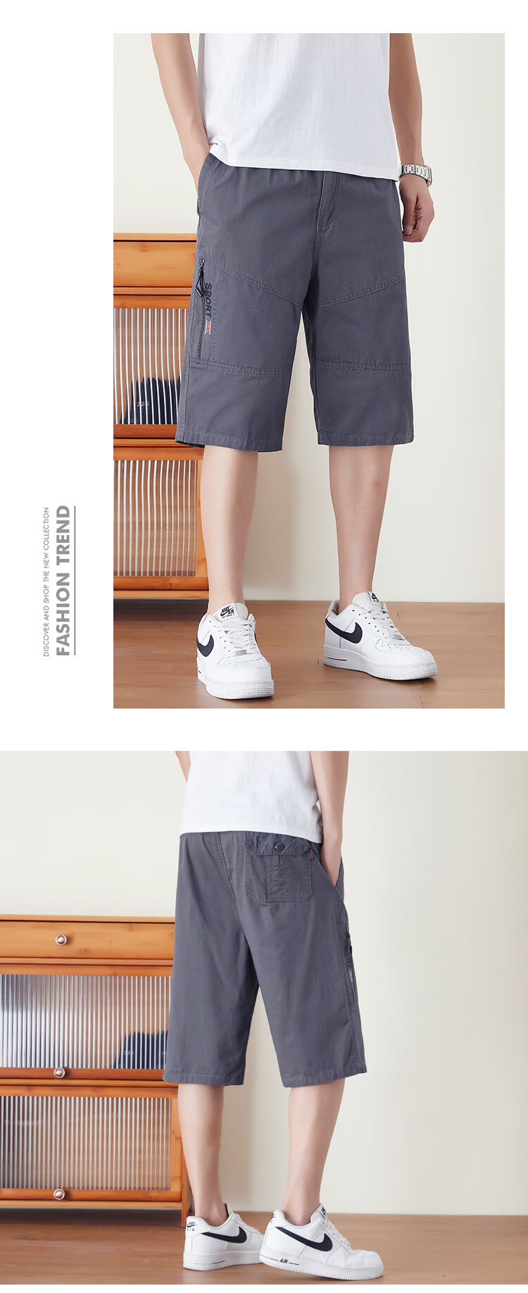 RED DRAGONFLY Men's Summer Fashion Simple Cotton Comfortable Breathable Versatile Seven-Point Sports Cargo Shorts 25
