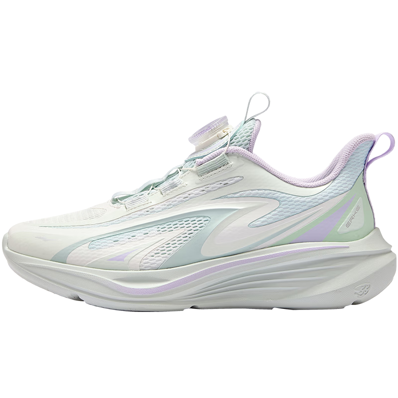 ERKE Kids Breathable Sports Shoes Boys and Girls Children's Cushioning Durable Running Shoes Microcrystalline White/Snow Cream/Aqua Green Size 36
