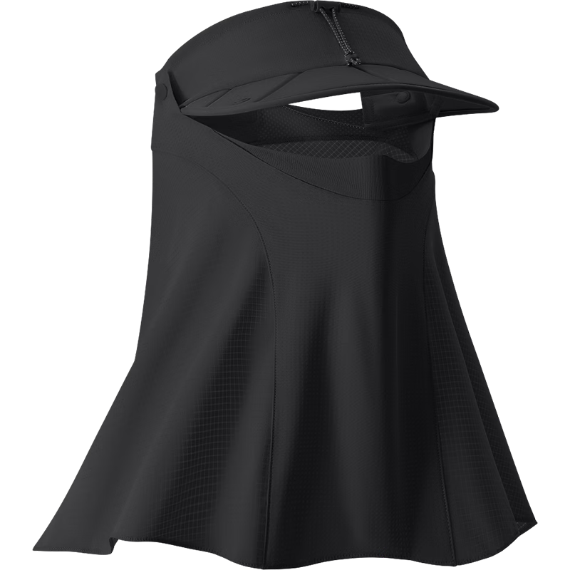 Beneunder Sports Neck Sun Protection Mask with Detachable Visor and Face Shield, Open-Top Hat, Full Face Sun Protection, Night Black