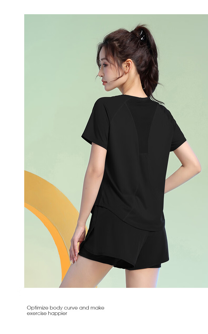 Baisirong Premium Summer Morning Running Sports Set for Women Short Sleeve Breathable Quick-Dry Badminton Slim Fitness Yoga Wear 10