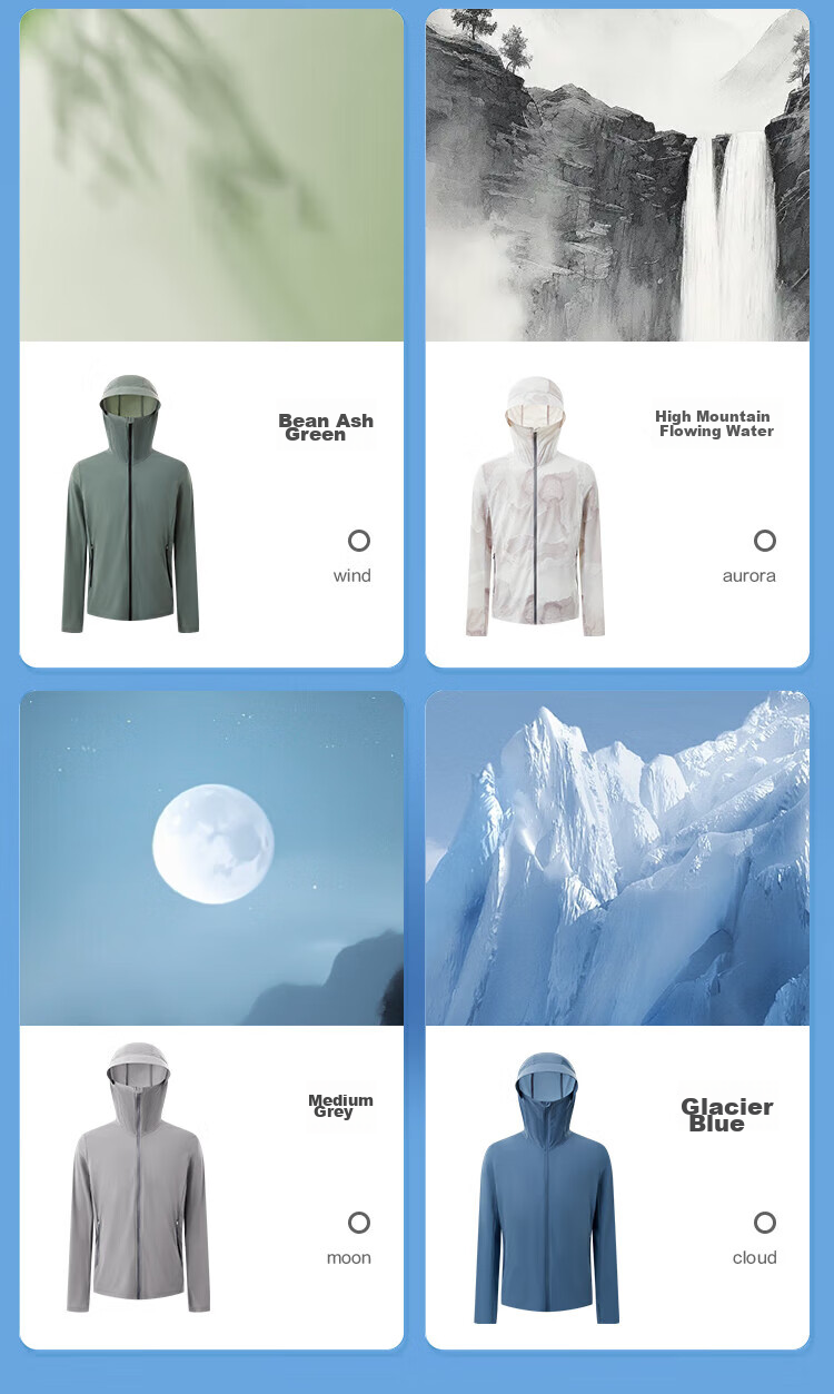 BOSIDENG Sun Protection Jacket for Men, Summer Outdoor Ice Silk Original Yarn Fishing Shirt, Cool Breathable Sports Cycling Hooded Coat 13