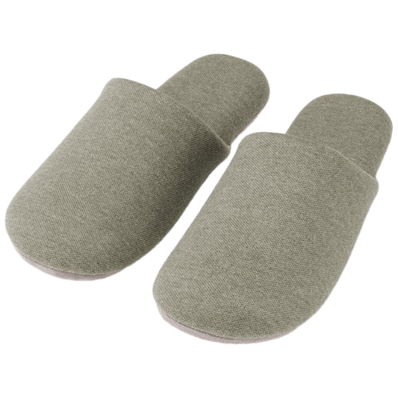 MUJI Unisex Soft Washable Indoor Cotton Slippers Green 38 (240mm)
