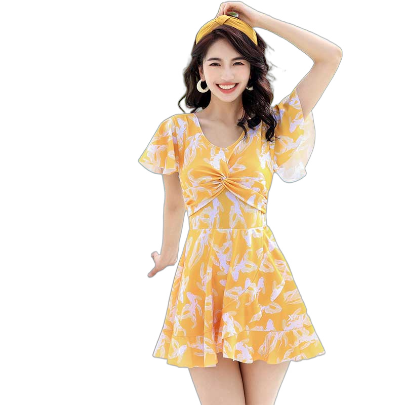 Xtep Women's Swimsuit Slimming Tummy Control Fairy Style Student Conservative Sun Protection Skirt One-Piece Fashion Hot Spring Vacation Swimwear