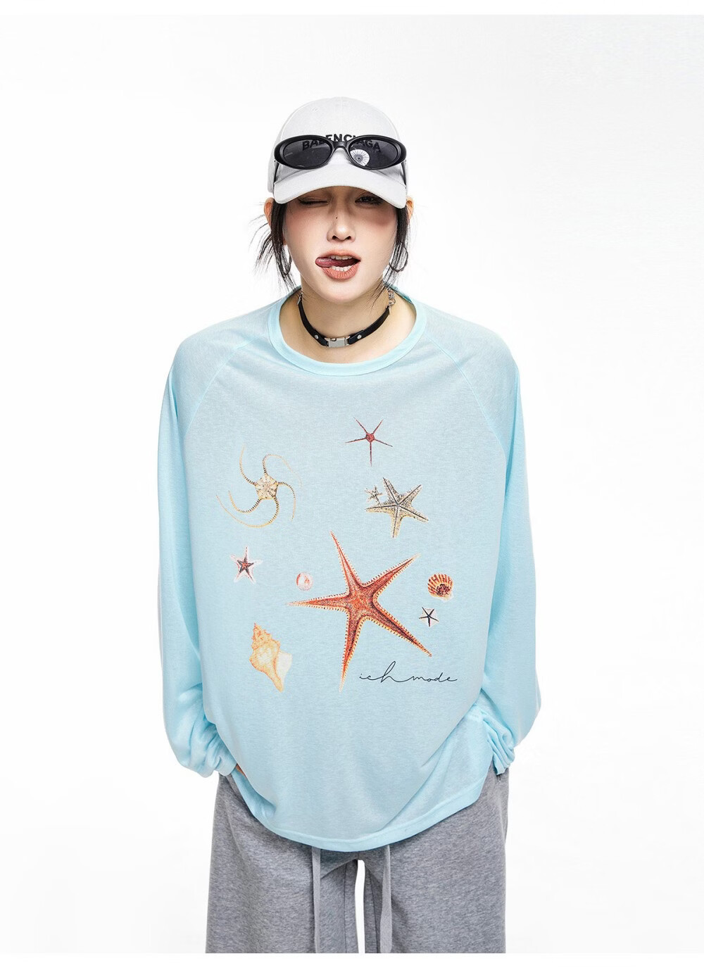 ICH MODE American Style Lightweight Cooling Physical Sunscreen Cover Shirt Women Summer New Loose Long Sleeve T-Shirt White S 6