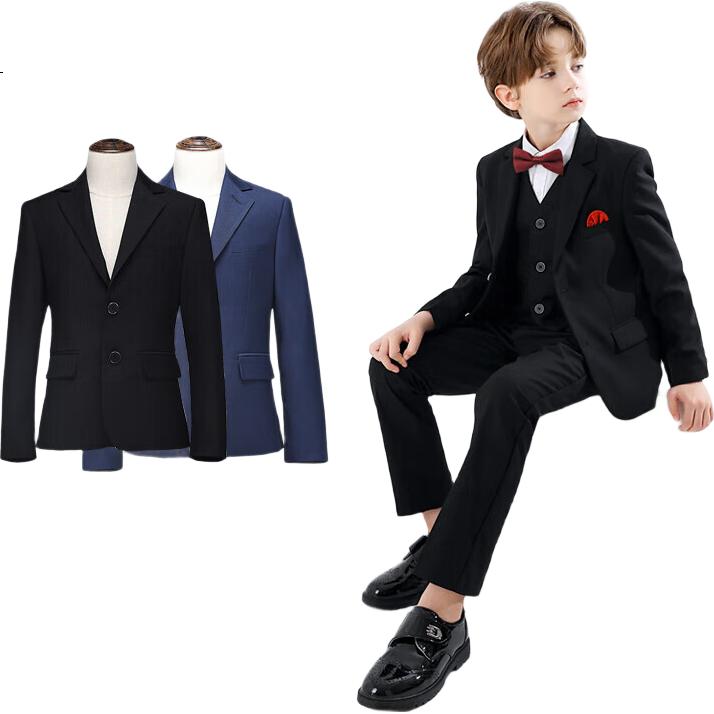 Yinuofang Boys' Suit Jacket Children's Formal Blazer Host Performance Outfit Single Jacket: Black 130