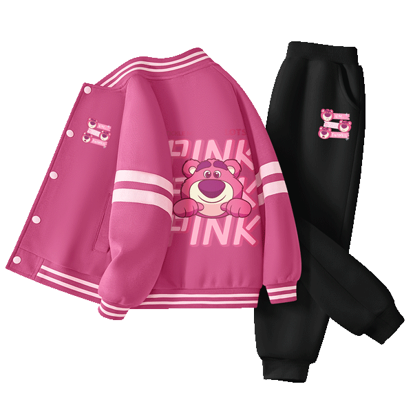 Disney Kids Autumn Outfit 2026 New Girls' American Baseball Jacket Trendy Boys' Sports Pants Set