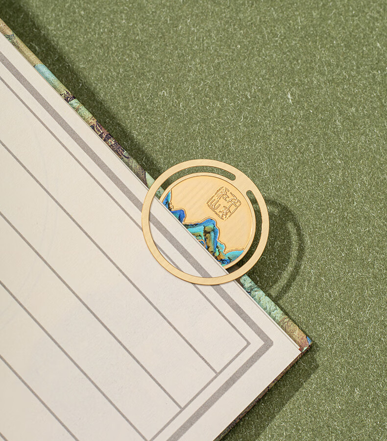 TIANSE Qianli Jiangshan Brass Bookmark Gift Box, Chinese Style Forbidden City Cultural And Creative Souvenir, Gift for Teachers, Commemorative Item, Birthday Party TS-5937 Round Clasp 11