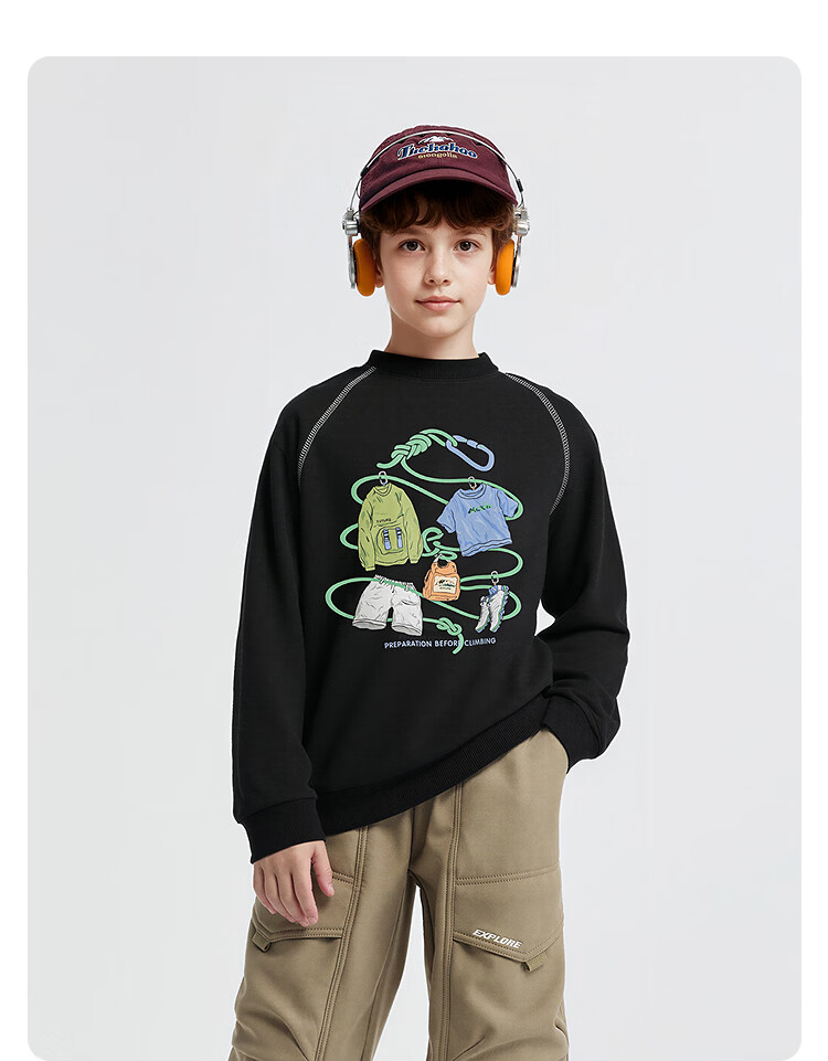 Balabala [balaOne] Kids Long Sleeve Sweatshirt Boys Girls 2026 Spring Fashion Top 7