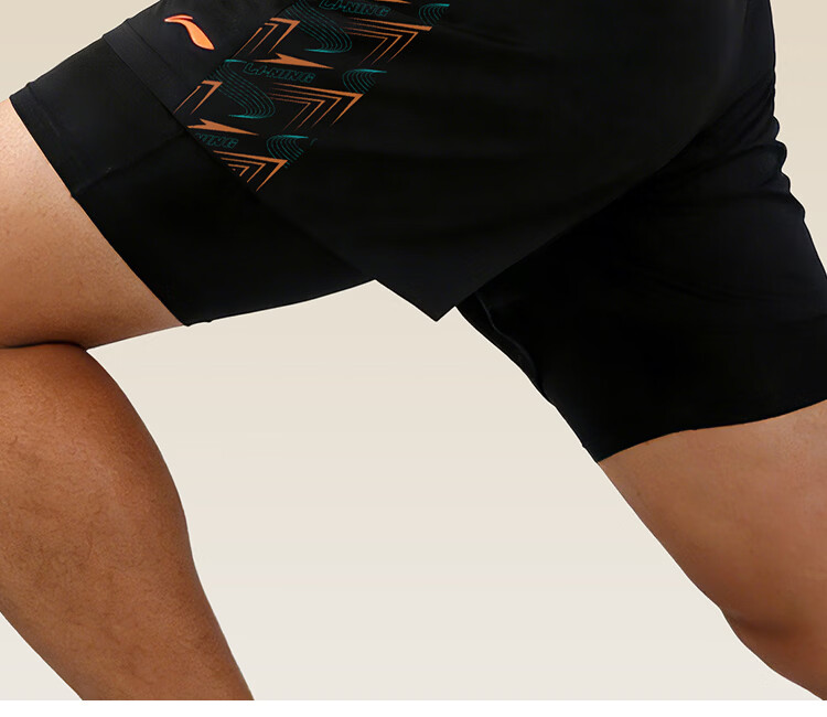 LI-NING Men's Plus Size Swim Trunks, Large Size, Loose Fit Hot Spring Swimwear for Over 300 lbs, Black 5XL 0531 10