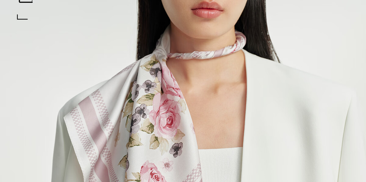 Wanshili 26 Spring Summer New 100% Mulberry Silk Scarf Square Silk Shawl Birthday Gift Box Floral Collection 31