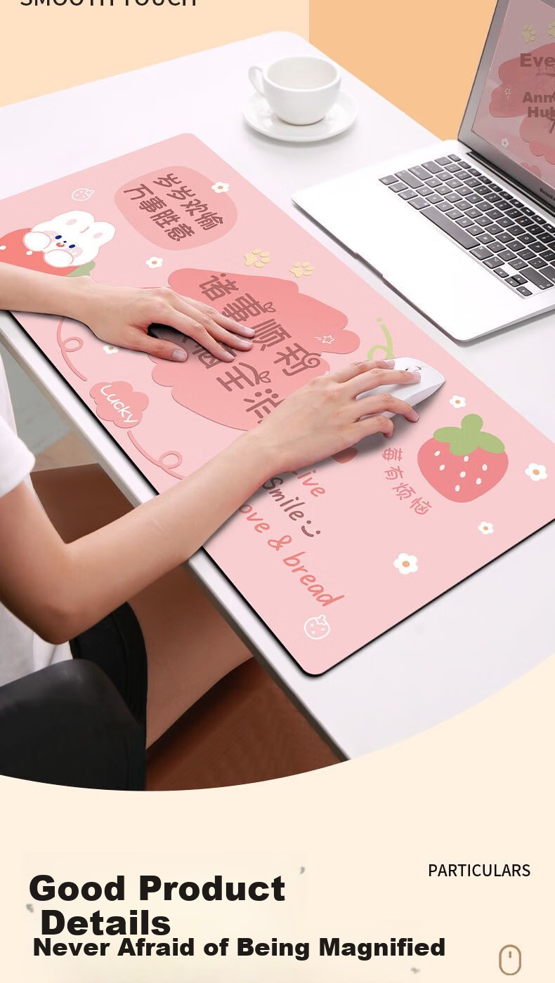 Juyingfeng Large Minimalist Gradient Luxury Creative Desk Mat with Edge Locking Non-Slip Keyboard Pad Office Gaming Mouse Pad 1200x600x3mm Pink-Black Gradient 5