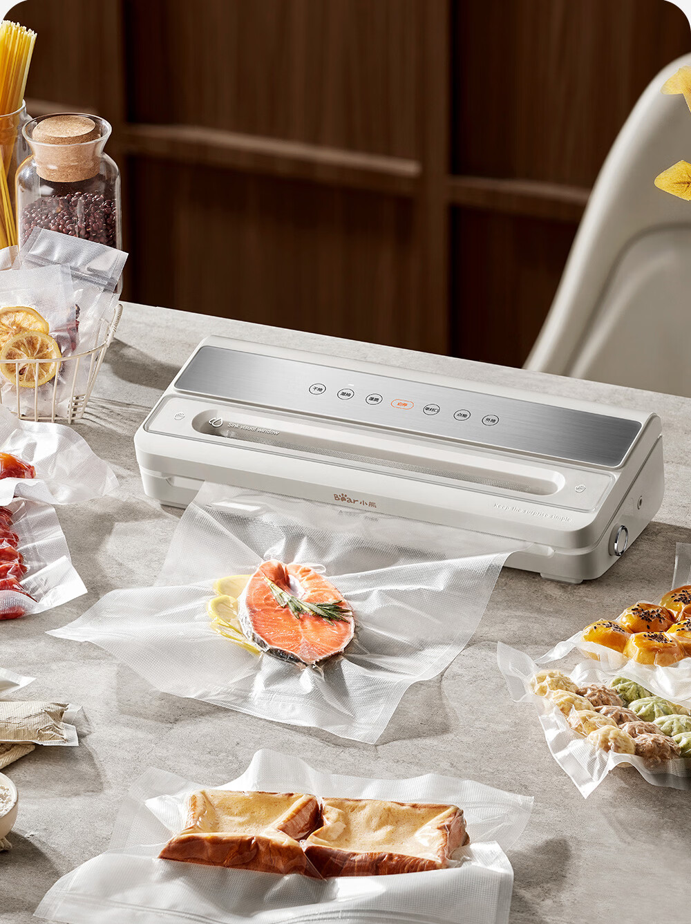 Bear Fully Automatic Vacuum Sealer Machine, Wet And Dry Dual-Use Food Preservation Vacuum Sealer, No-Press Fully Automatic, Home And Commercial Dual-Use Double Pump FKJ-Q01F2 11